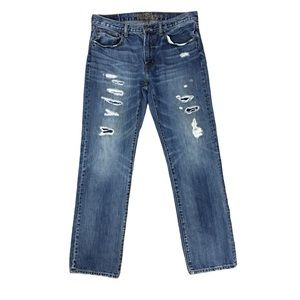 American Eagle Mens Distressed Medium Wash Straight Leg Jeans Size 34